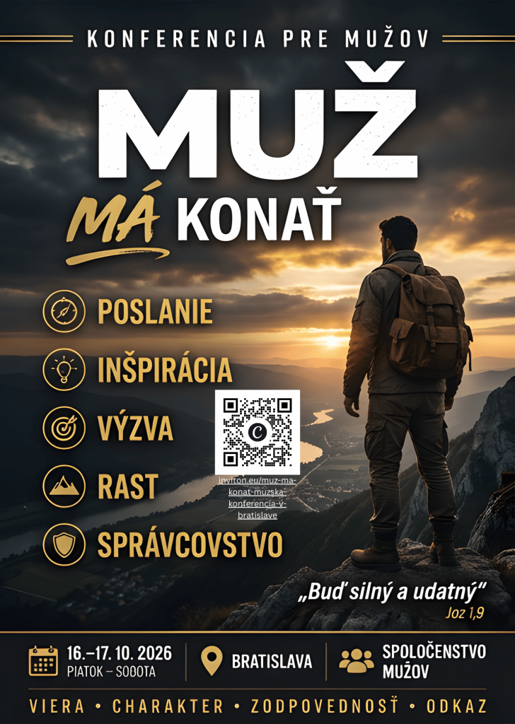 Plagát podujatia Muž má konať – mužská konferencia v Bratislave