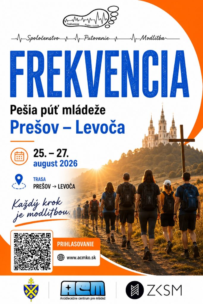 Plagát podujatia Frekvencia 2026 – 21. pešia púť mládeže z Prešova do Levoče