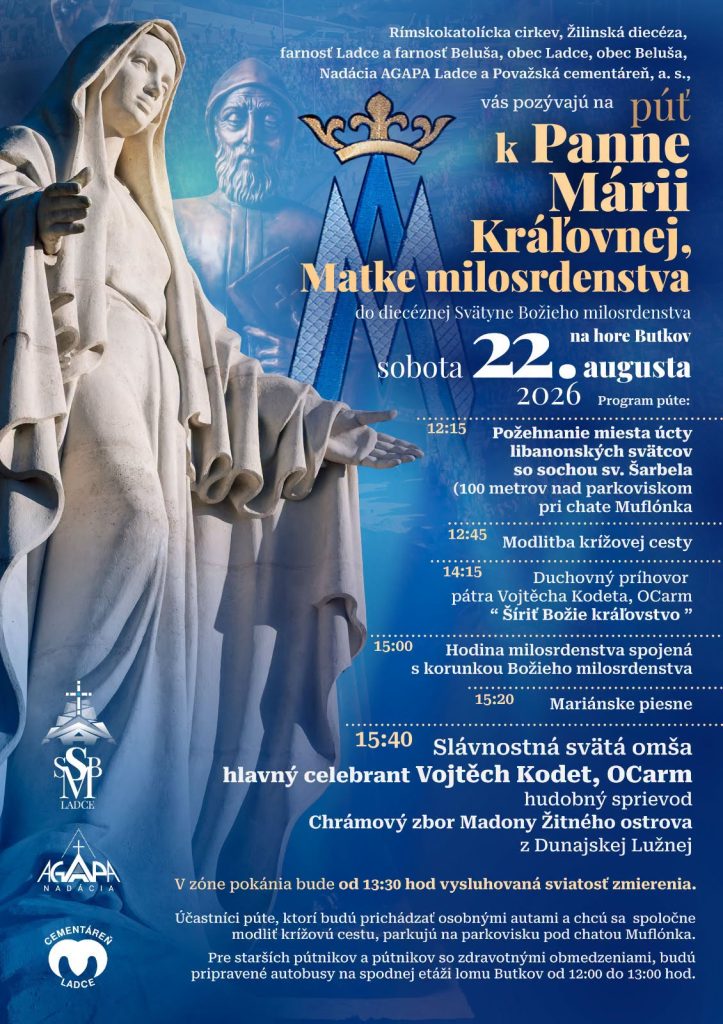 Plagát podujatia Púť k Panne Márii Kráľovnej, Matke milosrdenstva