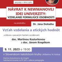 Prednáška: Vzťah vzdelania a etických hodnôt